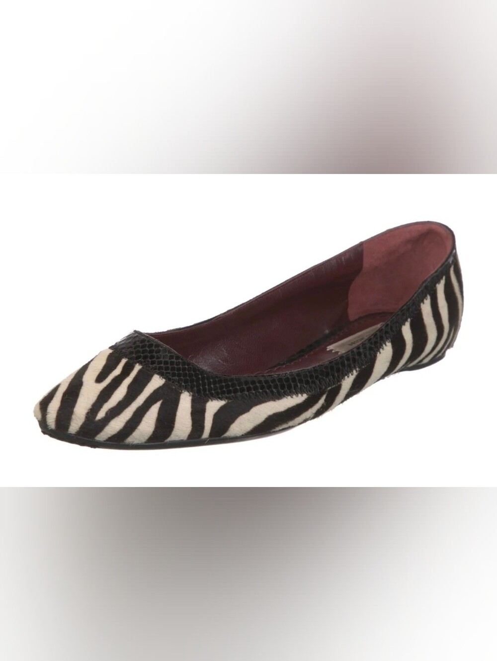 Marc Jacobs Zebra-Print Pointed Ballet Flat - Black & White Size 39